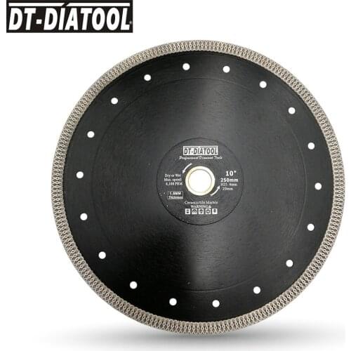 DT-DIATOOL 1pc Diameter 250mm/10inch Hot-pressed Premium Diamond Saw Blade X Mesh Turbo Cutting Disc Dry or Wet Cutting Wheel