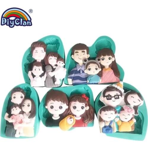 DIY Family Fathers Mothers Day Candy Chocolate Fondant Silicone Mold Cake Insert The Cards Decoration Household Baking Tools