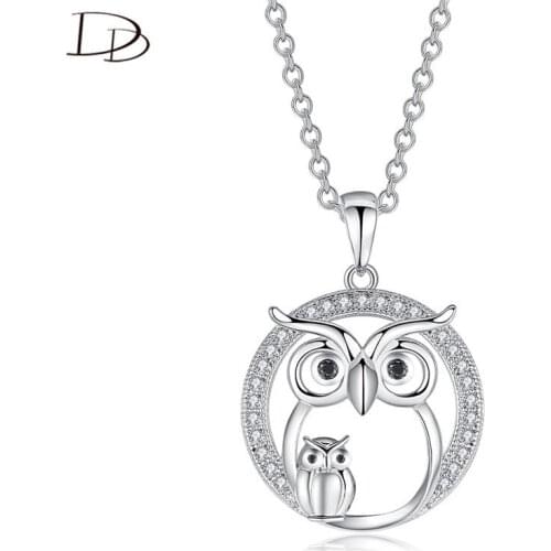 DODO Popular Owl Pendant Necklaces For Women Delicate AAA Cubic Zirconia Circle Choker Link Chain Animal Fashion Jewelry N240