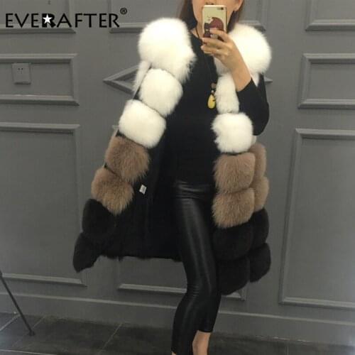 EVERAFTER Elegant Autumn Winter Women Faux Fur Vest 2020 Casual Pocket Colorblock Sleeveless High Street Fashion Female Outwear