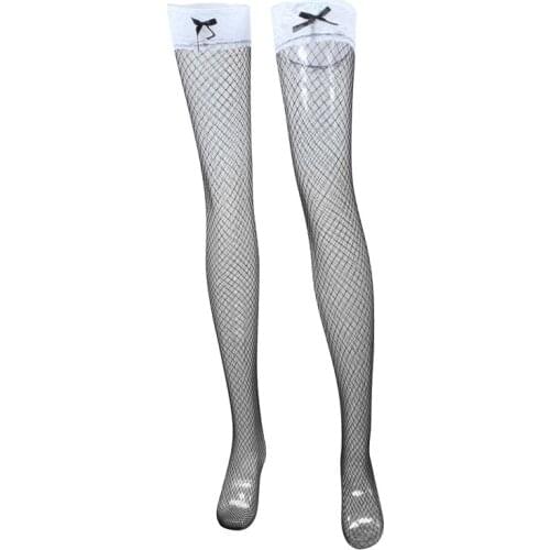 Fetish Hosiery Calcetines Gay Lace Top Handmade Bowknot Fishnet Stockings Sissy Man Underwear Sexy Stocking Adult Sexy Costumes