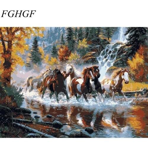FGHGF Horse Frameless Pictures DIY Painting By Numbers Oil Painting By Numbers On Canvas Europe Home Decoration