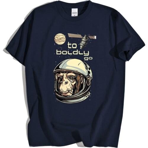 Monkey Astronaut Harajuku，To Boldly Go Print T-Shirt Mens Anime Loose Tshirts Loose Oversize Tee Clothes Summer Casual T Shirts