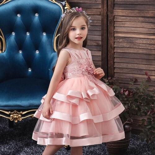 Hetiso Princess Flower Girls Wedding Dresses Childrens Lace Pearl Bow Tutu Dress Baby Birthday Party Sleeveless Red Green Dress