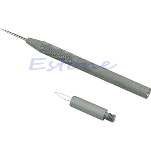 2 in 1 Leather Craft Cloth Awl Punch Tool & Needle Threader Thread Guide Device for knitting needles