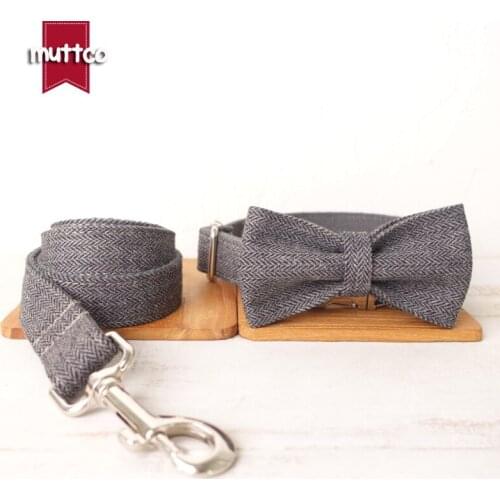 MUTTCO exquisite pet dog ID tag collar leash GRAY SUIT self-design adjustable puppy nameplate collar 5 sizes UDC120