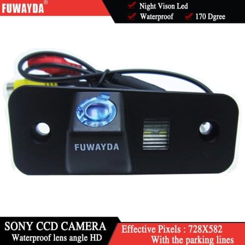 FUWAYDA SONY CCD Car Reverse Rear View Backup Parking Safety Mirror Image Camera for Hyundai 06-09 Santa Fe With Guide Line