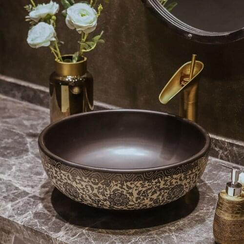 China Artistic Europe Vintage Lavabo Washbasin Ceramic Bathroom Sink Counter Top decorative bathroom sink chinese wash basin