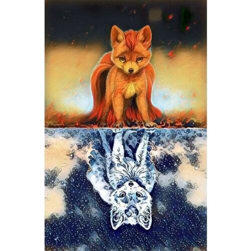 Cat Wolf Diamond Painting 5D DIY Diamond Embroidery Full Square/Round Kit Cross Stitch Animals Picture Ice Fire Wall Home Decor