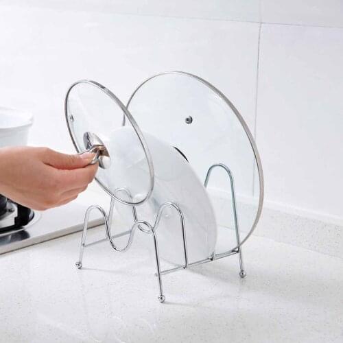 Kitchen Multi-layer Pot Rack Chopping Board Storage Rack Metal Dishs Drying Rack Plate Organizer