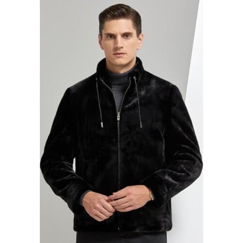 2020 New Winter Mens Casual Warm Jacket Stand-up Collar Warm Velvet Jacket for Men Black Short Thick Fur Coat Men, Size M-4XL