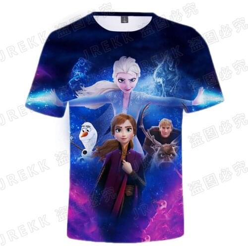 2021 Summer Disney Anime Frozen 3D Print T shirt Men Women Children Fashion Streetwear Boy Girl Kids Short Sleeve Cool Tops Tee