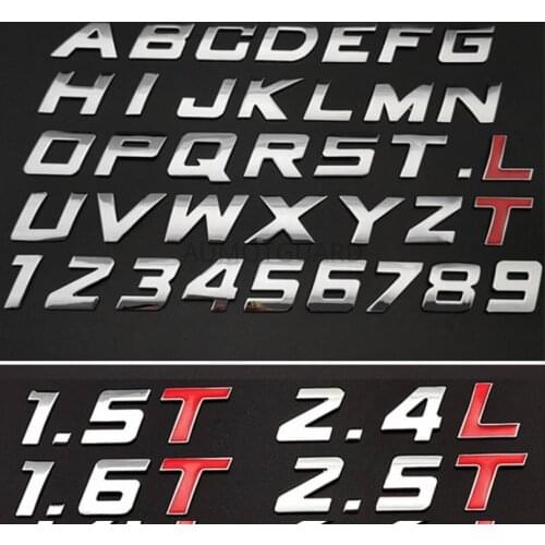 New Italics Car 3D Metal Letters Logo Badge Alphanumeric Automobile Tail Label Car Stickers Styling Wording 3D