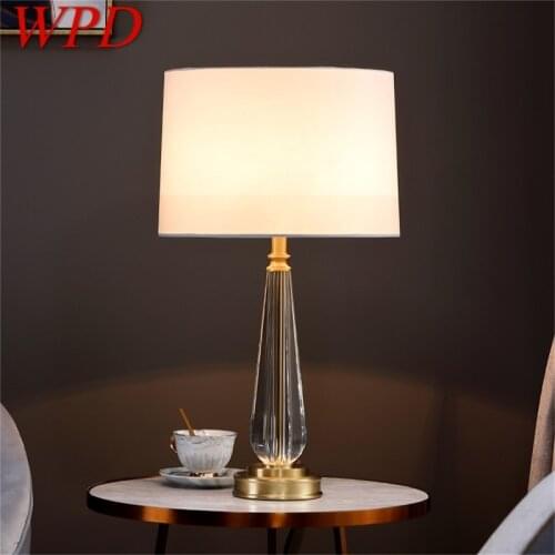 WPD Table Lamp Brass Modern Simple Crystal LED Desk Light Decoration for Home