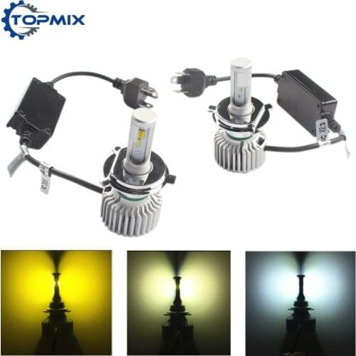 New Car LED H4 Headlight Bulb Hi/Lo Dual Beam 60W 6000Lm/Pair 6000K White/4300K Warm White/3000K Yellow Auto Led Headlamp Light