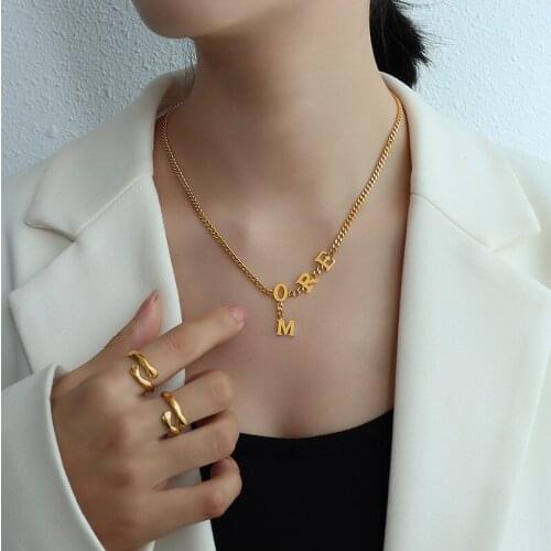 2021 Hot Sale 316L Stainless steel Word More Letter Necklace Gold Plated Delicate Necklace For Women Girl Waterproof