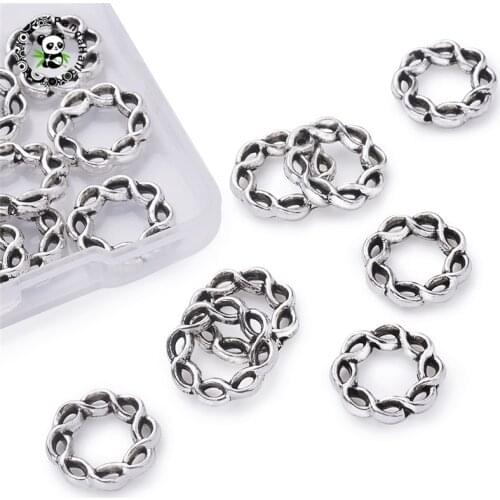 Pandahall 1 Box Tibetan Style Alloy Flower Shape Bead Frames for Jewelry Findings Making DIY Component Silver Color 68x52x11mm