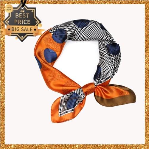 2020 New Print Women Scarf 70cm Square Pashmina Twill Silk Feeling Ladies Kerchief Luxury Autumn Hijab Fashion Shawls and Wraps