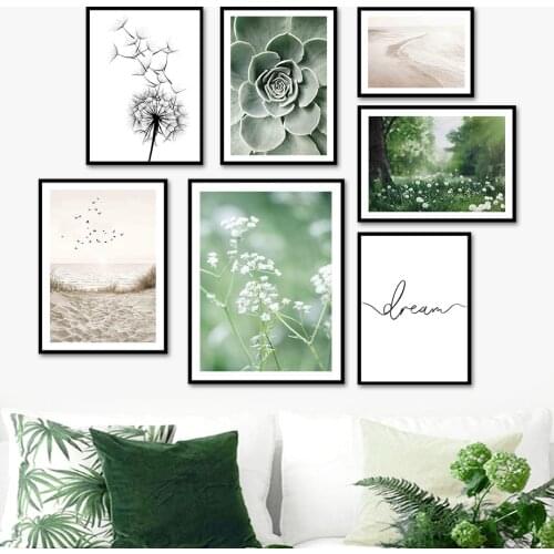 Beach Dandelion Succulents Wildflowers Wall Art Canvas Painting Nordic Posters And Prints Wall Pictures For Living Room Decor