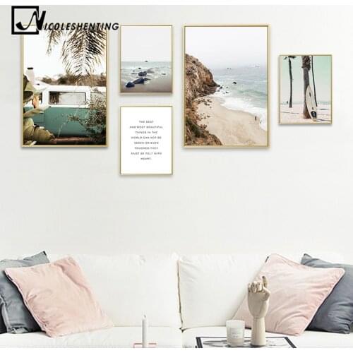Beach Landscape Canvas Poster Nordic Decoration Motivational Wall Art Print Painting Decorative Picture Scandinavian Home Decor