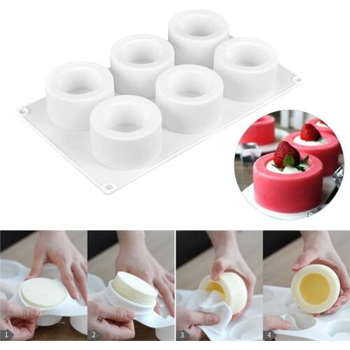 3D Silicone Mold 6 Holes Pudding Cupcake Art Cake Mould Baking Pastry Mousse Chocolate Mold cake tools