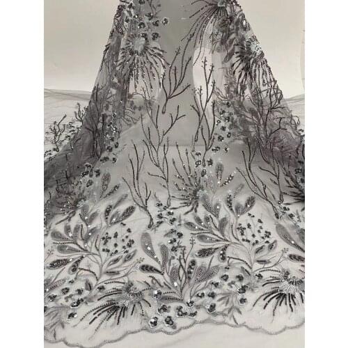 Embroidered lace Fabric J-988819 Beaded Lace fabric with best quality For Partys Dress