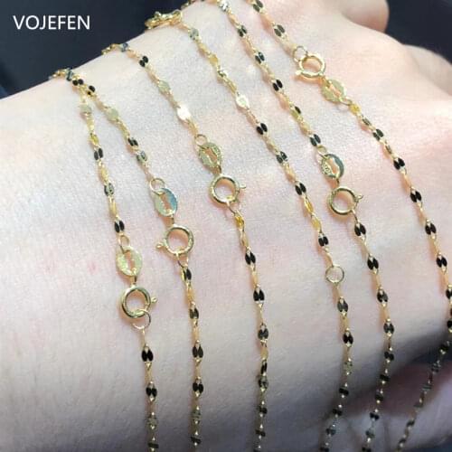 VOJEFEN AU750 Fashion 18k Real Gold Dainty Choker Chain Necklace Lips Link Necklace Necklaces Fine Jewelry for Women