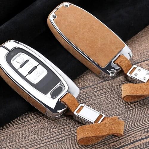 Hight quality Galvanized Alloy Suede panel Car Key Cover Case For Audi A4L A6L Q5 A8 A5/A7 S5/S7 Intelligent Remote Keyless