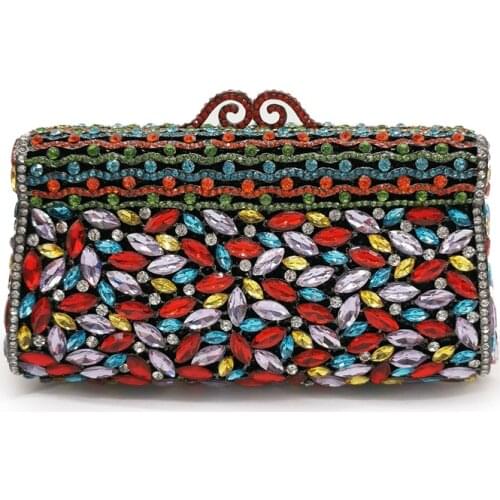 Women Bags Chain Silver Metal Wedding Clutch Purse Bridal Women Daily Phone Bags Fashion Floral Diamond Purses Handbags Clutches