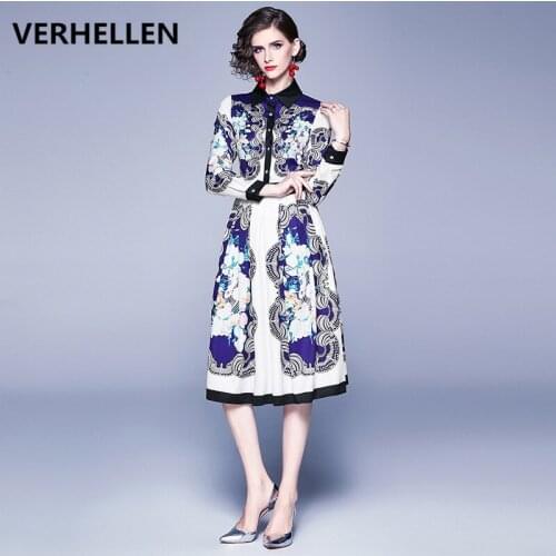 VERHELLEN High Quality Fashion Runway Vintage Dress 2020 Spring Women Long Sleeve Midi Calf Party Dresses Robe Femme Vestidos