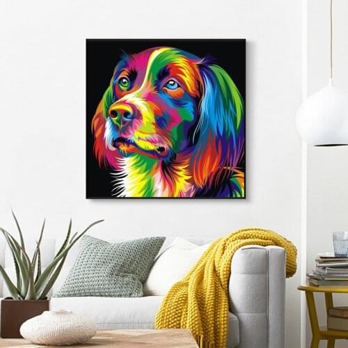 Animals Posters and Prints Wall Art Canvas Painting Watercolor Dog, Bear and Wolf Pictures for Living Room Home Decor No Frame