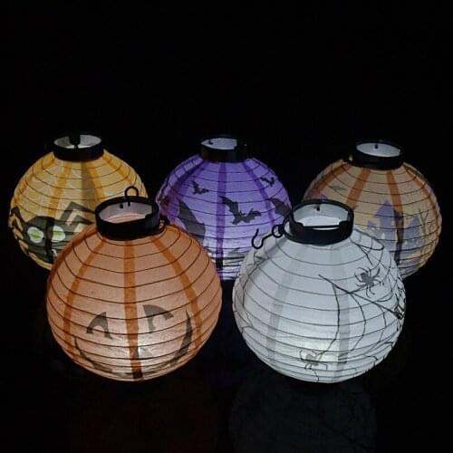 1/2Pcs 20cm LED Light Pumpkin Spider Bat Hanging Lantern Glow Halloween Decor Gift DIY Paper Lampion Hanging Ball Party Supplies