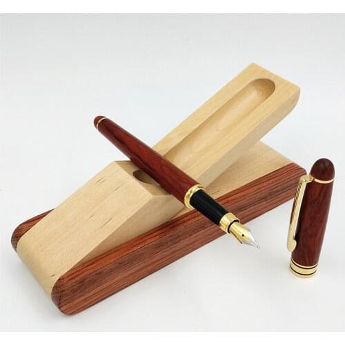 1 Set Vintage Handmade Rosewood Fountain Pen Fight Wood Box 0.5mm Iraurita Nib for Business and School as Luxury Gift