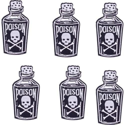 10Pcs/Set Skull Patch For Clothing Bottle Patch Punk Embroidery Patches On Clothes Iron On Patches Appliques Stripes Rock Badges