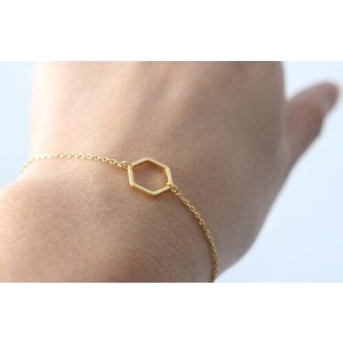 10PCS Fashion Simple Hollow Line Hexagon Bracelet Cut Out Open Sexangle Bracelets Geometric Jewelry for Women