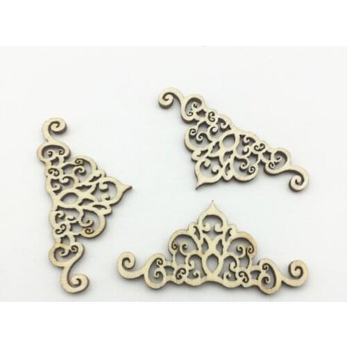 100PCS 55x25mm Natural Triangle Floral Corner Wood Shapes Emebellishments Cardmaking DIY Crafts Scrapbooking