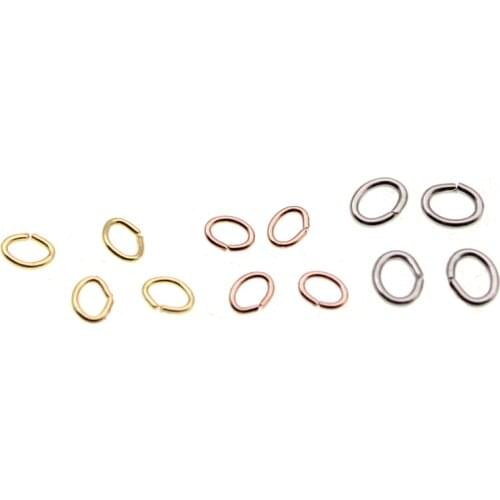 100pcs/lot Rose Gold Stainless Steel Oval Jump Rings Split Ring Connector Fit DIY Necklace Bracelets Jewelry Making Materials