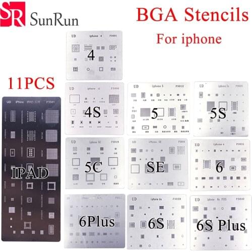 11pcs/lot high quality full set BGA Reballing Stencil dedicate kit for iPhone 4 4s 5 5s 5c 6 6+ 6S 6s+ SE iPad