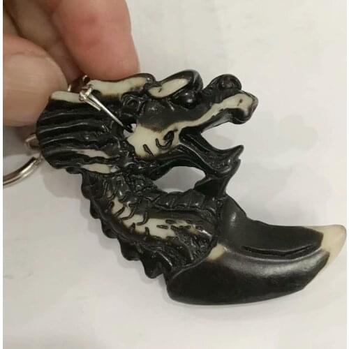 12 pcs Design Personality Tribal Bone Amulet Dragon Keychain Male Punk Jewelry