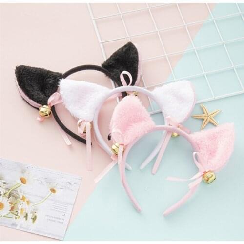 3Colors Beautiful Masquerade Halloween Cat Ears Cosplay Cat Ear Party Costume Bow Tie Bell Headwear Headband Hair Accessories