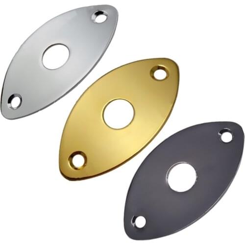 3Pcs Metal Curved Oval Bass Electric Guitar Jack Plates guitar parts Chrome Black Gold for choose guitar accessories