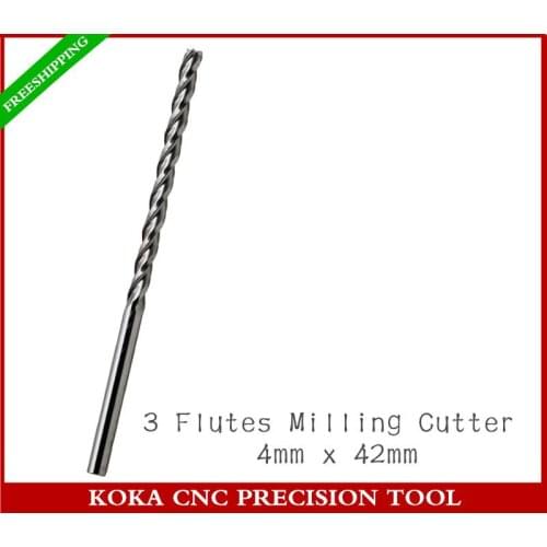 4mm*42mm,Freeshipping,CNC solid carbide end mill,Woodworking Router Bit,3 Flutes Spiral milling Cutter,MDF,PVC,acrylic,hardwood