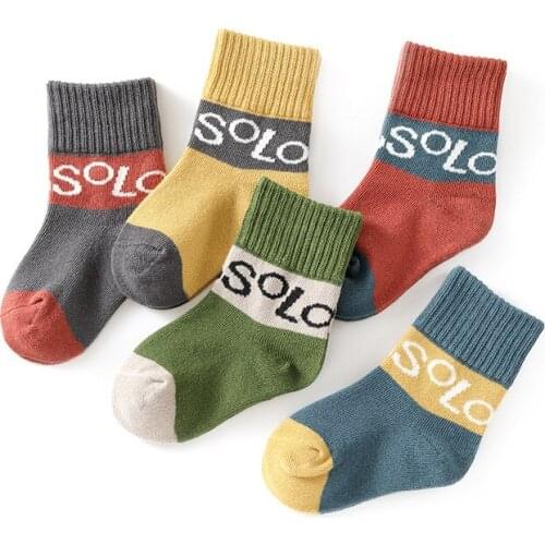 5 Pair/lot Soft Cotton Boys Girls Socks Cartoon Pattern Winter Kids Socks for Baby Girl Boy Suitable for 1-12 Years Children