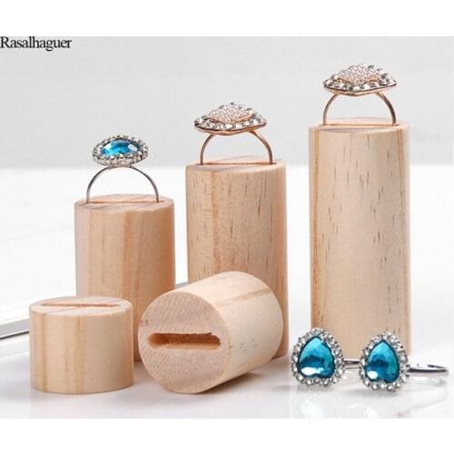 Wooden 5pcs/set Ring Bague Anel Bearer Stand Jewelry Display Wedding Wood Rings Box Holder Special Handmade Store Ring Shows