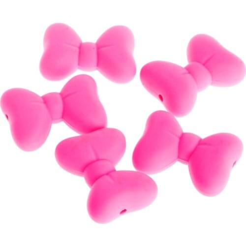 5Pcs Bow Silicone Teething Bead DIY Chew Necklace Pendent Baby Teether Making
