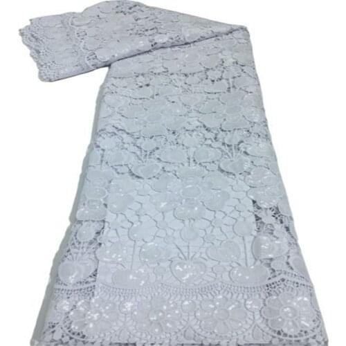 5 Yards/lot African Cotton Lace Fabric With Sequins Embroiderey Swiss Voile Lace In Switzerland For Nigerian Cloth Material