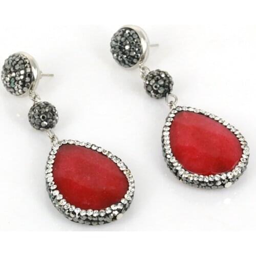 Bohemian Natural Stone Multi Color Full Drill Hanging Long Dangle Earrings For Women Statement Earrings Vintage Dangle Earrings