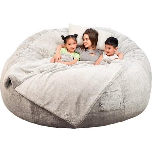 Large rabbit fur lazy sofa living room bedroom multi-person sofa simple double three-person sofa bed cover only