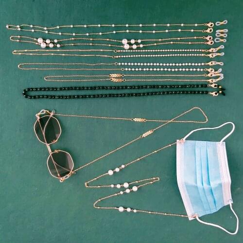 BALANBIUSunglasses Masking Chain Holder For Women Creative Acrylic Pearl Crystal Eyeglass Chain 2021 New Fashion Jewelry Vintage