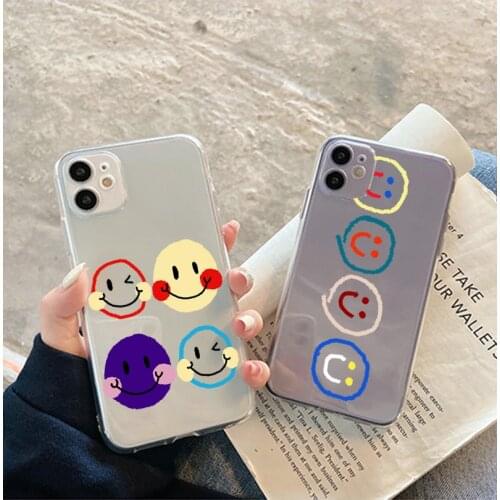 For Samsung Galaxy A72 A52 A32 A12 A02 A21S A02S A51 A71 A50 A70 A40 A41 A42 A31 A6 Plus 2018 M51 Cute Cartoon Smile Claer Cases